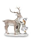 miniaturfiguren spur z Größe: 18cm x 15cm Small-Preis Nostalgische Winterfiguren Hirsch mit Mädchen in 2 Ausführungen Nostalgie Winter Figur Skulptur Klassisch 18cm (Modell 1)