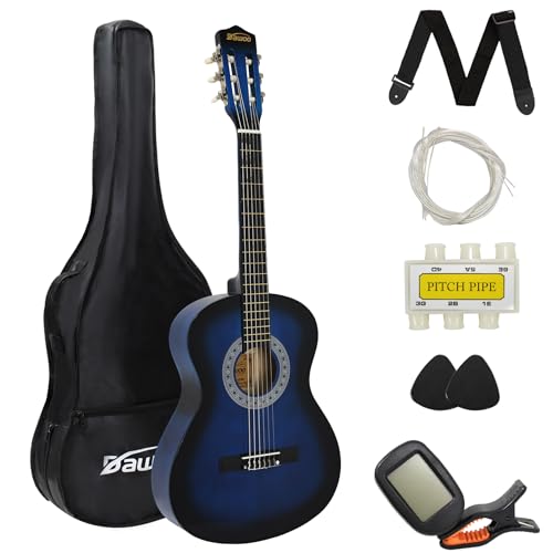 DAWOO 3/4 Size Acoustic Guitar 36 inch Classic Guitar A Quality Choice for Beginners and Music Lovers.(Blue)