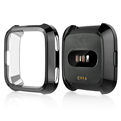 Screen Protector Case for Fitbit Versa, Haojavo Soft TPU Slim Fit Full Cover Screen Protector for Fitbit Versa Smartwatch Bands Accessories