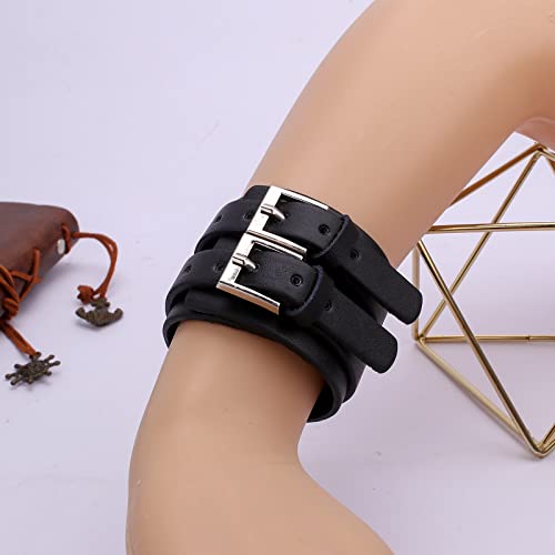 Casoty Black Bracelets For Men And Women Leather Bracelet Punk Rock Viking Mens Cuff Bracelet Jewelry For Men Women #TOP6