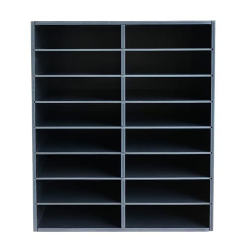 Literature Organizers, Compartments Office Mail Sorter Organizer, Literature Sorter for Office, Home, Classroom (16 Slots, Black)