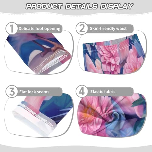 Toddler Girls Leggings Printed Yoga Pants Leggings Pink Flower Blue Bird for Kids3