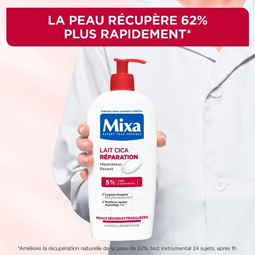 Mixa Ekspert Skóra wrażliwa - Naprawa Mleka Cica - Długotrwała naprawa - Skóra sucha i szorstka - Hipoalergiczna - 400 ml
