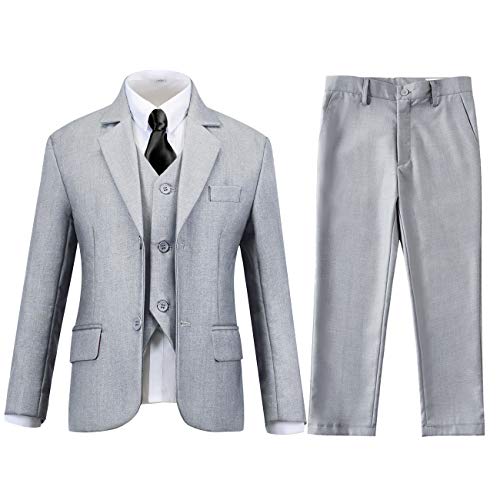 Boys Suits For Kids Toddler Gray Tuxedo Dresswear Set With Jacket Vest Pants Shirt And Tie Size 3 #TOP9