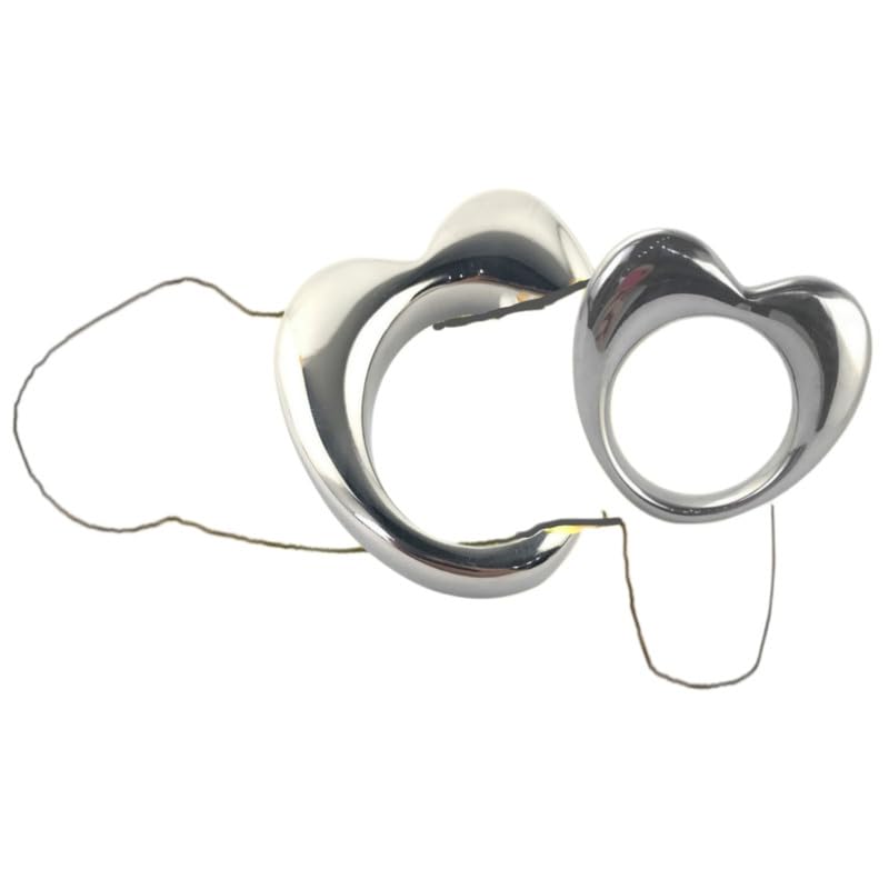 Stereoscopic Mirror Heart-Shaped Stainless Steel Hip Couple Loop, Round and Bright Texture, Simple and Versatile, Niche Multifunctional Endurance Training Loop+Y28 (44mm)