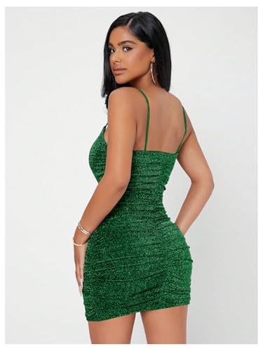 Image of Floerns Women's Glitter Sleeveless Ruched Party Clubwear Bodycon Mini Dress