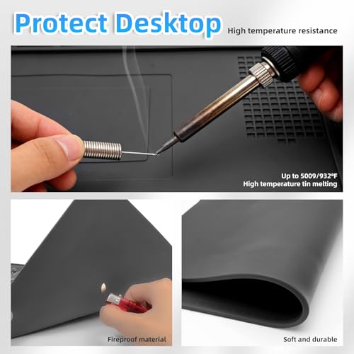Lötmatte Silikon Antistatische Reparatur Matte Extra Groß 45x30cm Lötunterlage Soldering Mat Arbeitsmatte Silikonmatte für Eine Vielzahl Elektronischer Reparatur