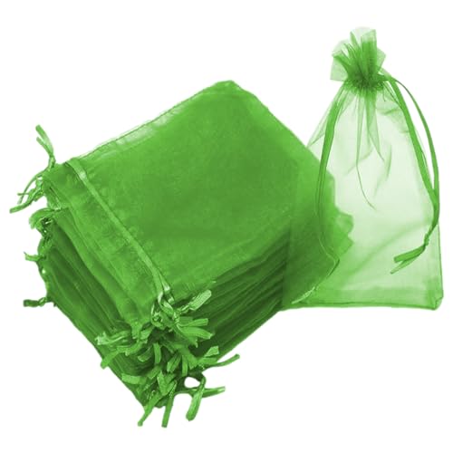 Bolsas de Red de Frutas, 100 Redes Protectoras de Frutas con cordón, Bolsas de Barrera de Red, Bolsa de Malla portátil, Bolsas de Red Verdes para árboles frutales, Verduras, jardín, Evita
