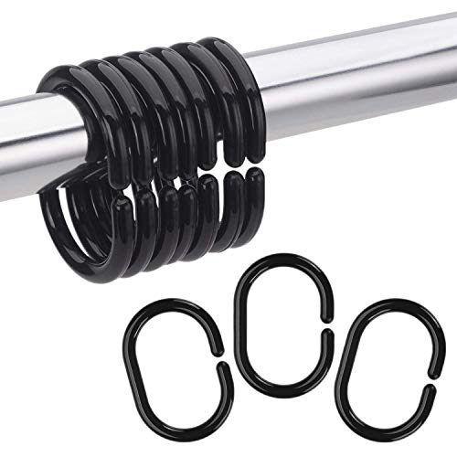 Yaootely 24 PièCes SéRies Anneaux de Rideau de Douche en Plastique Crochets de Rideau de Douche pour Salle de Tringle de Douche
