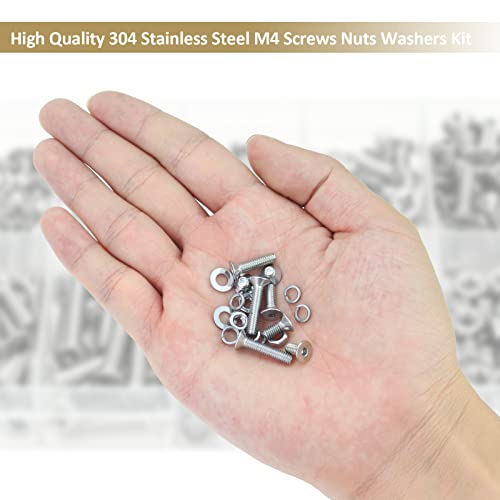 Kindroufly 382 Pieces M4 x 5/6 /8/10 /12/16 /20mm Countersunk Head Socket Cap Screws Nuts Washers Assortment Kit, 304 Stainless Steel, Fully Machine Thread by Kindroufly - Used condition - Image 5