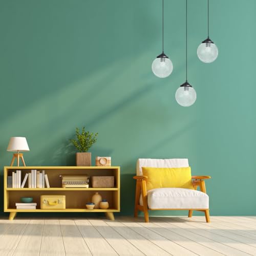 Image of UKCOCO White Glass Globe Lamp Shade Replacement - Clear Ball Lamp Globes Replacement Glass for Pendant Light, 5.11 inch Diameter, inch Opening Diameter (Inner Wound Aluminum Wire)