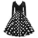 Produktbild 1950er Rockabilly Petticoat Kleid Damen Mittelalter Ballkleid Retro Swingkleid Cocktailkleid Tunikakleid mit Schleifenknoten Langärmliges Abendkleid mit V-Ausschnitt Tupfendruck Partykleid