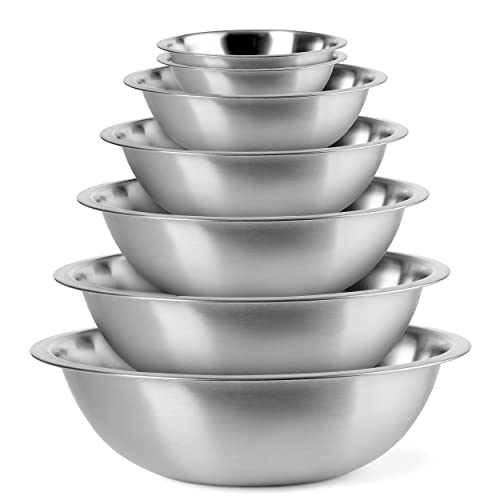 Ehomea2Z Mixing Bowls Metal Stainless Steel Set (7 Pack) Kitchen Nesting Bowls For Space Saving Storage Gadgets, Baking, Cooking, Breader Bowl, Polished Mirror #TOP16