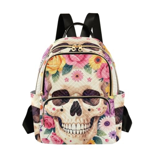 Sac à dos décontracté fleurs et crâne pour vos escapades du weekend