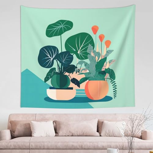 Tapisserie plantes vertes TYUMH 152x129 cm pour déco salon et chambre