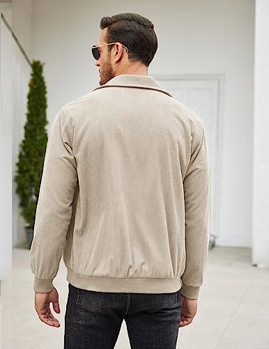Image of COOFANDY Men's Casual Corduroy Jacket Lightweight Zip Up Vintage Jacket Collared Bomber Jacket