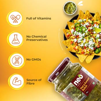 Neo Hot & Sweet Relish 340g I P2 I 100% Plant Based I Ready-to-Eat Fibre-Rich I Dip for Snacks, Mix in Salads I Use as Sandwich Spread, Chutney I Healthy Food (Pack of 2) 1