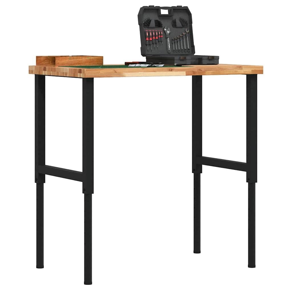 vidaXL Banco Lavoro 100x60x(73-99,5) cm Legno di Acacia Rettangolare, tavolo da lavoro, postazione da lavoro, banco da lavoro in metallo