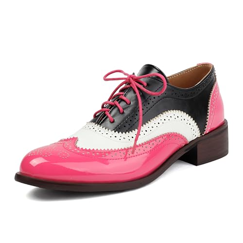 Richelieu femme à talon carré Lizoleor, chaussures lacets style british confort