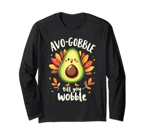 Cute Avocado Pajamas Thanksgiving Gobble Till You Wobble Long Sleeve