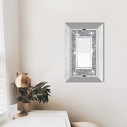 Image of 4 Pcs Shiny Rhinestone Outlet Covers Wall Plate Imitation Wood Grain Light Switch Or Outlet Decorative Cover Plate Single Toggle Switch Covers Wall Plate
