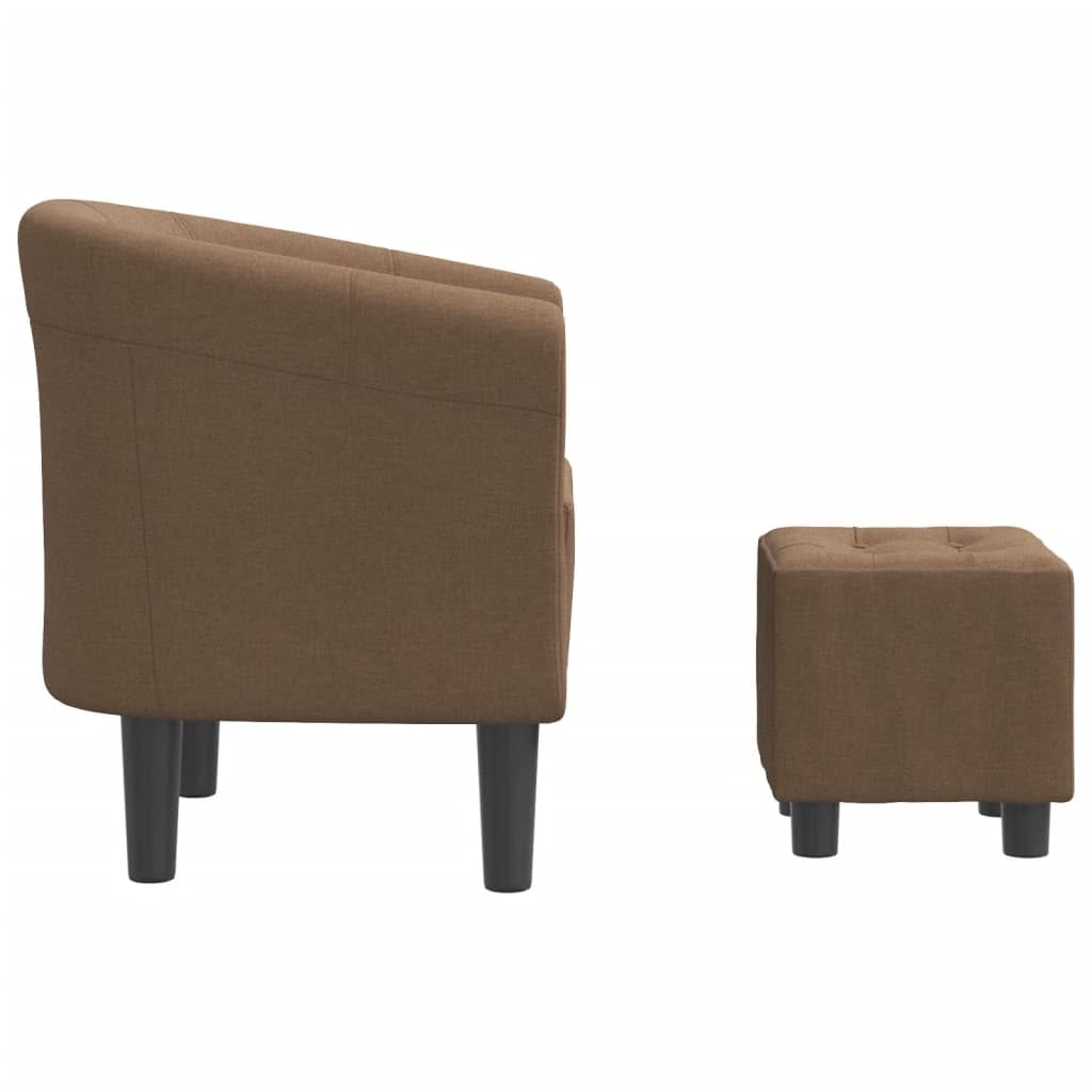 Clubsessel mit Fußhocker Braun Stoff 70x56x68 cm Robustes Kiefernholzgestell gepolstert für Wohnzimmer Gästezimmer Büro kompakter Gartensessel mit atmungsaktivem Polyesterbezug zum