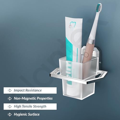 Image of Plantex 304 Grade Stainless Steel Tumbler Holder /Tooth Brush Holder /Bathroom Accessories Pack of 1, Cute (Chrome)