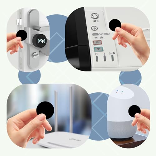 Image of 10 pcs NFC Tags Black NTAG215 NFC 215 Tags NFC Coins Cards Black NFC Stickers Round 13.56MHz NFC Chip with Adhesive Back, Compatible with TagMo and NFC Enabled Phones
