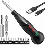 AAL 電動ドライバー 小型 携帯 手持ち Type-C USB充電式 人間工学設計 滑り止め 軽量 手動兼用 高輝度LEDライト 正逆転切り替え 初心者対応 操作簡単 家庭用 DIY用 合金製 ビット 14本付 2026強化版