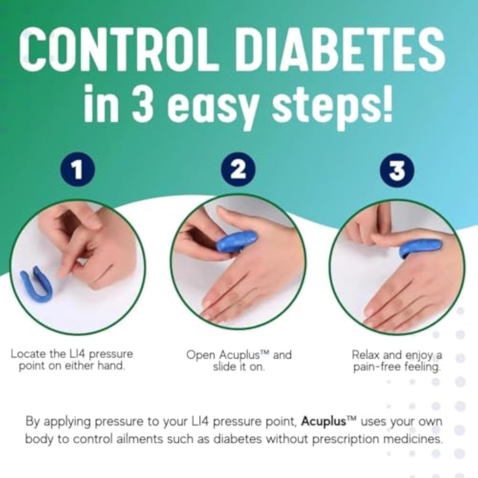 Gurudetra Sugar Control Li4 Acupressure Point Clip, Stress Relief