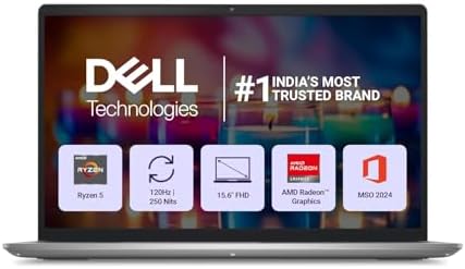 Dell 15, AMD Ryzen 5-7530U, 16GB RAM, 512GB SSD, FHD IPS, 15.6"/39.62cm, Windows 11, MSO 2024, Platinum Silver