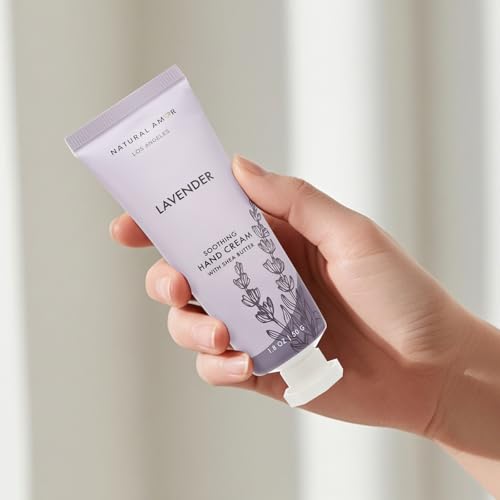 NATURAL AMOR LOS ANGELES Natural Amor Hand Cream Gift Set, Vanilla Rose & Lavender 2 Pack, Moisturizing Travel Size Hand Lotion with Shea Butter Nourishing Hand Care for Dry Skin