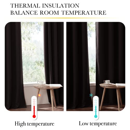 Image of NICETOWN High-End Thermal Curtains, Full Blackout Cold Reducing Curtains 84 Inches Long for Dining Room, Soundproof Window Treatment Drapes for Living Room, Coffee Brown, 42 inch Wide Per Panel, 2 Panels