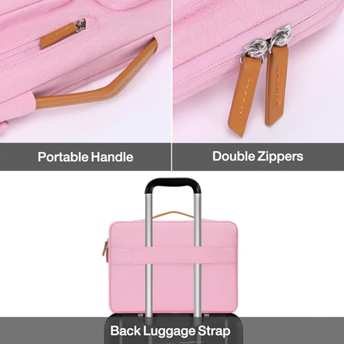Image of MOSISO 360 Protective Laptop Case 13.3 inch, 13-13.3 inch Laptop Sleeve Compatible with MacBook Air /Pro 13 / Pro 14,HP Dell Acer ASUS,Side Open Carrying Case with 4 Zipper Pockets&Handle, Pink
