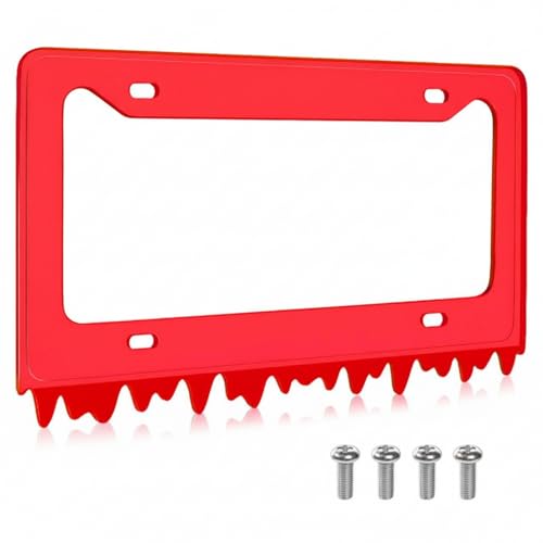Timtin 1 Set Fluorescent Red Acrylic License Plate Frame Cover with Screws, Fits Standard 6" x 12" Inches Car Plate, Transparent Universal Car Tag Frame Holder Accessories (Style 1) by Timtin - Used condition - US$15.07