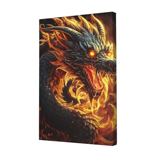 Toile dragon chinois de feu décoration murale asiatique poster HD chambre salon 30x45