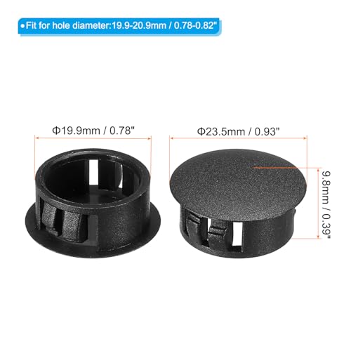 Image of PATIKIL 20mm (13 /16 inch) Plastic Hole Plugs, 30Pcs Flush Type Round Hole Plugs Cover Snap in Locking Hole Tube for Table Kitchen Cabinet Furniture, Black