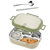 Genérico Acero Inoxidable - Acero Inoxidable | Recipiente Reutilizable Microondas Compartimentos con Cubiertos - Capacidad Grande para Preparar Comida Picnic Viaje