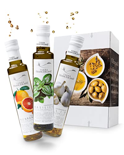 Apropos Geschenk - Extra Natives Olivenöl Dressing - 3er-Probier-Paket - Olivenöl von Terre Francescane verfeinert mit Orange, Knoblauch und Basilikum Cover