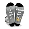 Chaussette Humour Homme Fantaisie Coton Drole Personnalisé Rigolotes Humoristiques Biere Socks Imprimé Lettres Cadeau Paternité Anniversaire Papi Fête des pères EU 39-46