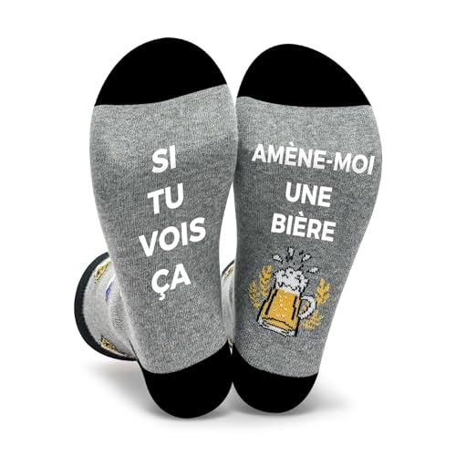Chaussette Humour Homme Fantaisie Coton Drole Personnalisé Rigolotes Humoristiques Biere Socks Imprimé Lettres Cadeau Paternité Anniversaire Papi Fête des pères EU 39-46