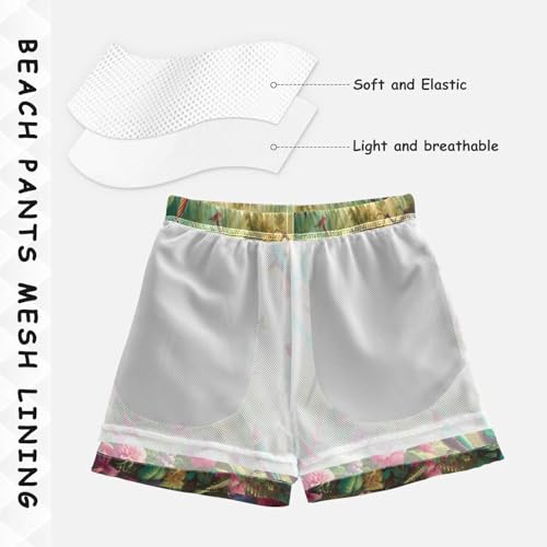 Flowers Hummingbirds Boys Swim Trunks Quick Dry Toddler Swimsuit Boy Swimwear Board Shorts Bathing Suits M4
