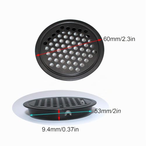 CHSEROK 6 Pièces Grille de Ventilation en Acier Inoxydable, Grille de Ventilation L'armoire- 60 mm Grille Ventilation Ronde Peut être Utilisé Dans le Garage, Salle de Bain la Chambre – vue 3