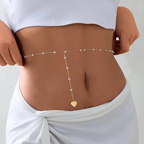 Image of Fabme Women's Waist Chain - Stylish Saree Gold Plated Belly Chain Body Hip Chain for the Waist Ladies Sexy Bikini Jewelry (26-42 In)