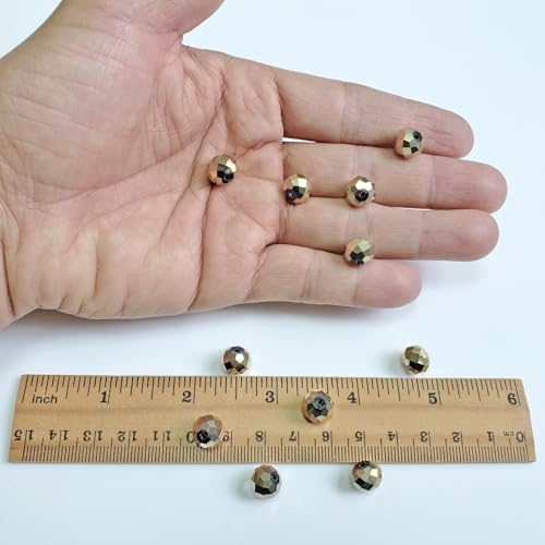 Image of 10mm Rondelle Gold Glass Beads for Jewelry Making 200pcs Faceted Briolette Shape Crytal Spacer Beads for Bracelet Necklace, bz-wholesale-10mm-Gold
