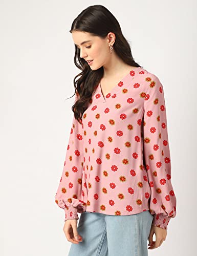 Image of Marks & Spencer Womens Floral Viscose V-Neck Regular Fit Top