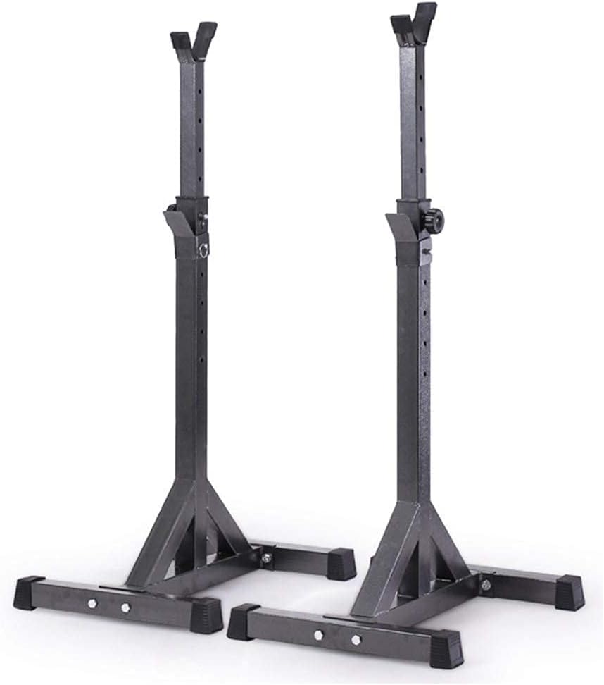 Adjustable Squat Rack Barbell Free Bench Press Squat Stands, Fitness Barbell Rack Weight Lifting Rack Bench Press, 10 Steps Height Adjustable, Strength Training Stand for Indo,Yellow-146*46*61cm