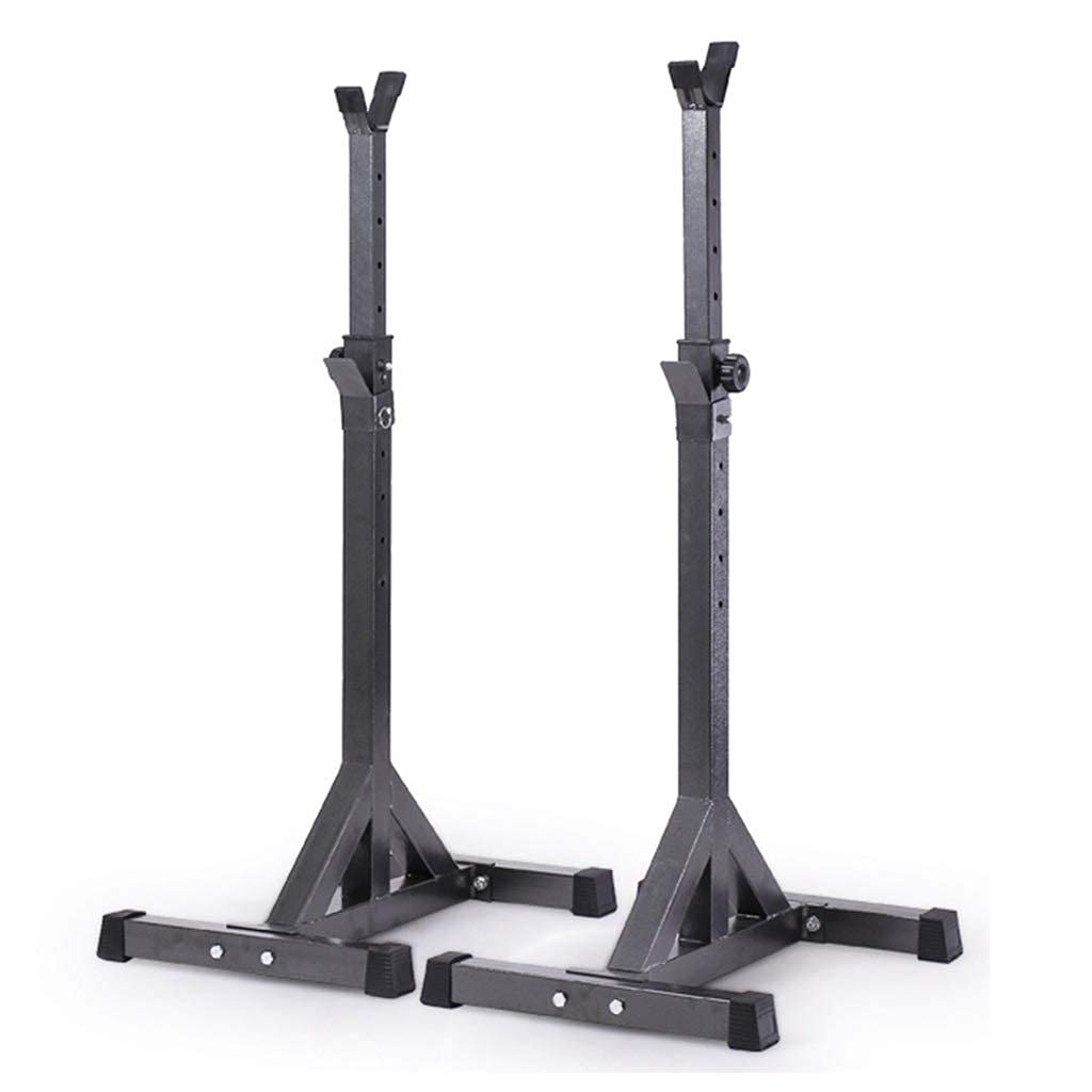 ERoomQ Adjustable Squat Rack Barbell Free Bench Press Squat Stands, Fitness Barbell Rack Weight Lifting Rack Bench Press, 10 Steps Height Adjustable (Black 146 * 46 * 61cm)