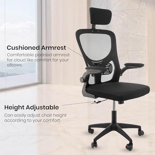 Image of Black | High Back Imported Mesh Fabric Boss Office Chair | Y Design Ergonomic Back Support | 2D Aero Design Adjustable Armrests | Synchro Tilt Lock Mechanism | Adjustable Lumbar