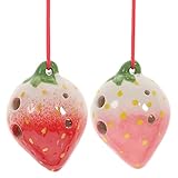 Vaguelly 2 Sets Strawberry Modeling Ocarinas 6 Hole Ac Tones Ocarina Beginners Music Fruit Shape Porcelain Ocarina with Lanyard for Kids Beginners Musical Instrument Playthings